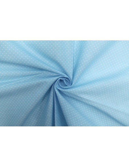 Tissu Popeline PolyCoton Imprimé Petit Pois Bleu Ciel -Au Mètre