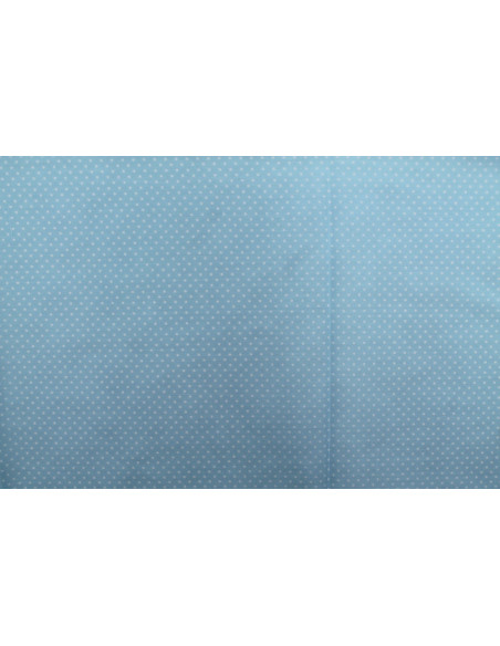 Tissu Popeline PolyCoton Imprimé Petit Pois Bleu Ciel -Au Mètre