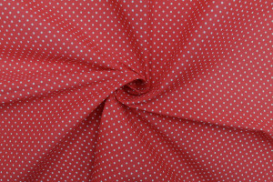 Tissu Popeline PolyCoton Imprimé Petit Pois Rouge -Au Mètre