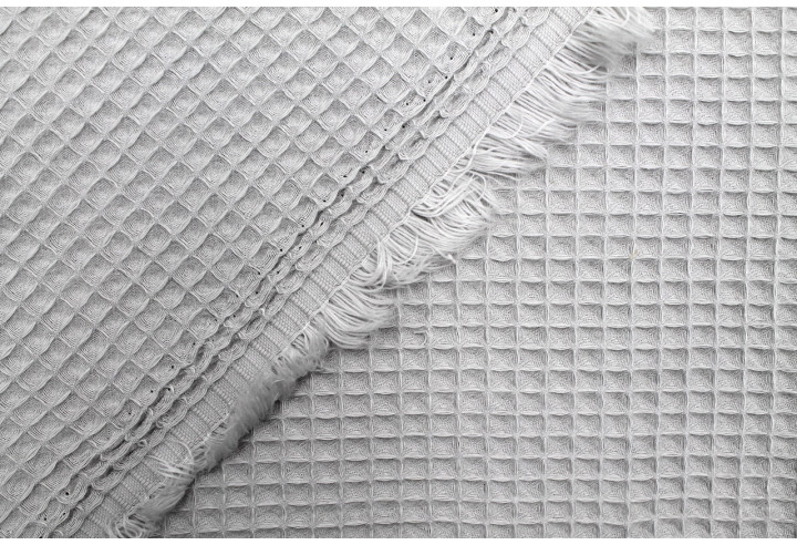 Tissu Éponge Nid d'Abeille Coton Bio Gris clair -Au Mètre