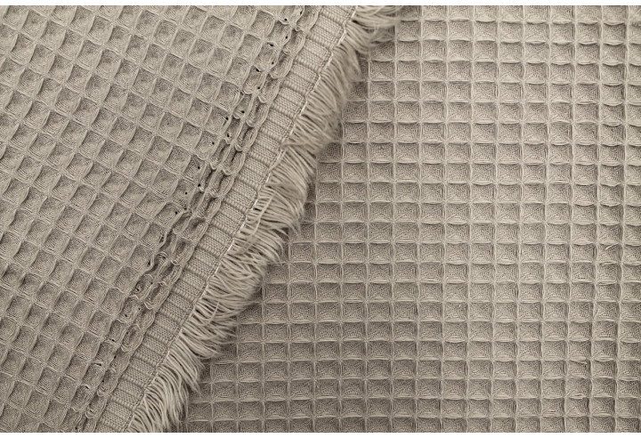 Tissu Éponge Nid d'Abeille Coton Bio Beige - Au Mètre