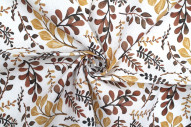 Tissu Bachette Coton Imprimé Branches Marron -Au Mètre