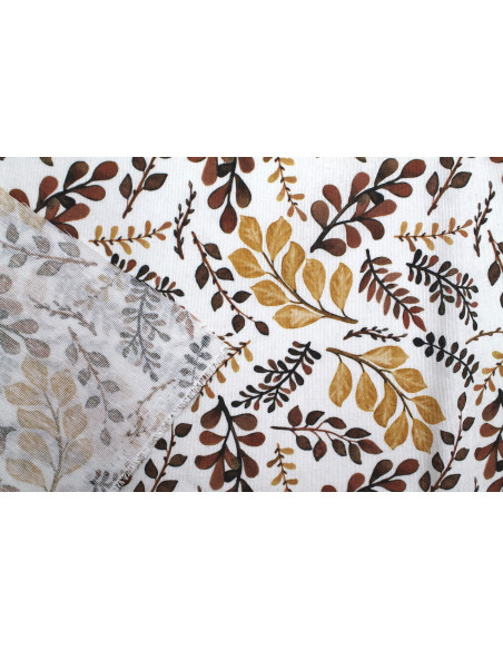Tissu Bachette Coton Imprimé Branches Marron -Au Mètre