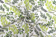Tissu Bachette Coton Imprimé Branches Vert -Au Mètre