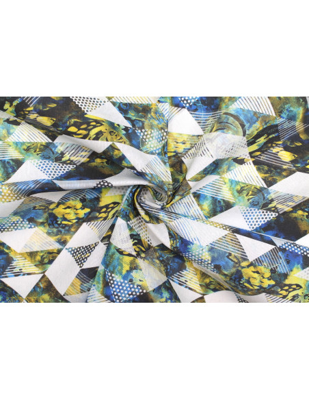 Tissu Bachette Coton Imprimé Triangles -Au Mètre