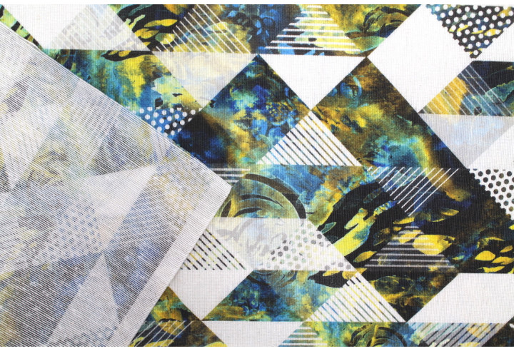Tissu Bachette Coton Imprimé Triangles -Au Mètre
