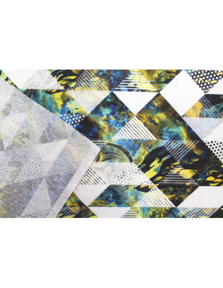 Tissu Bachette Coton Imprimé Triangles -Au Mètre