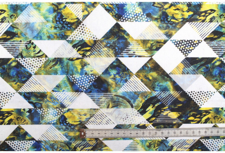 Tissu Bachette Coton Imprimé Triangles -Au Mètre