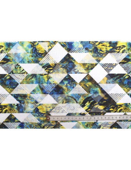 Tissu Bachette Coton Imprimé Triangles -Au Mètre