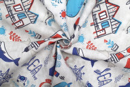 Tissu Bachette Coton Imprimé Fonds Marins -Au Mètre