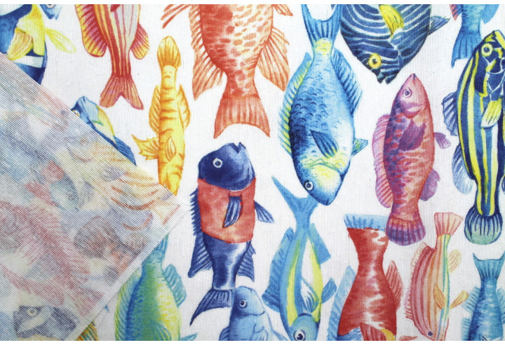 Tissu Bachette Coton Imprimé Fish -Au Mètre