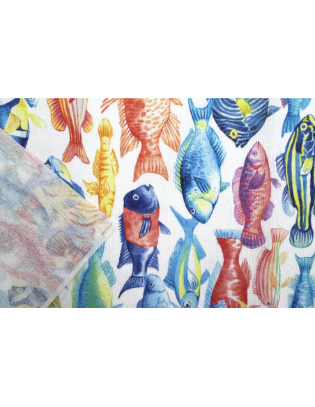 Tissu Bachette Coton Imprimé Fish -Au Mètre