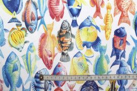Tissu Bachette Coton Imprimé Fish -Au Mètre