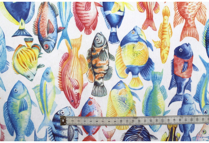 Tissu Bachette Coton Imprimé Fish -Au Mètre