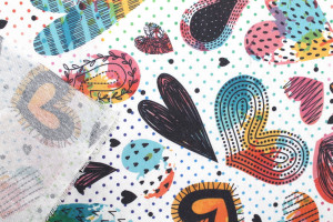 Tissu Bachette Coton Imprimé Heart -Au Mètre 2