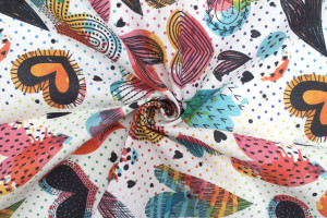 Tissu Bachette Coton Imprimé Heart -Au Mètre