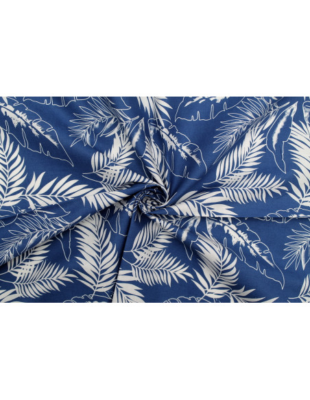 Tissu Popeline Coton Imprimé Plumo Royal -Au Mètre