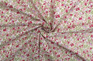 Tissu Popeline Coton Imprimé Fleur Buza Rose -Au Mètre