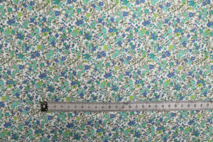 Tissu Popeline Coton Imprimé Fleur Buza Turquoise -Au Mètre 2
