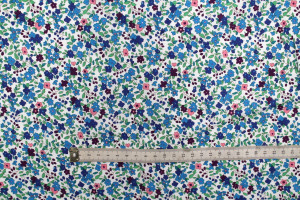 Tissu Popeline Coton Imprimé Fleur Vany Bleu -Au Mètre 2