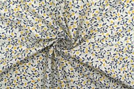 Tissu Popeline Coton Imprimé Fleur Clochette Marine -Au Mètre