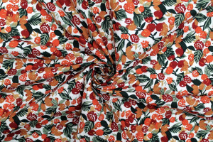 Tissu Popeline Coton Imprimé Fruimi Rouge -Au Mètre