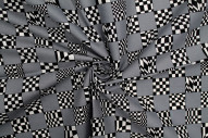 Tissu Popeline Coton Imprimé Rallye Gris -Au Mètre