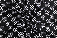 Tissu Popeline Coton Imprimé Rallye Noir -Au Mètre