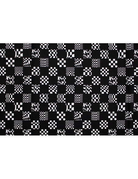 Tissu Popeline Coton Imprimé Rallye Noir -Au Mètre