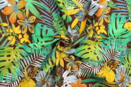 Tissu Popeline Coton Imprimé Exotika Choco -Au Mètre