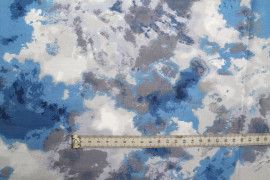 Tissu Popeline Coton Imprimé Paint Bleu -Au Mètre