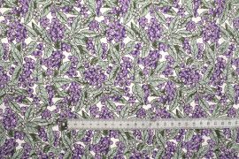 Tissu Popeline Coton Imprimé Grappy Violet -Au Mètre