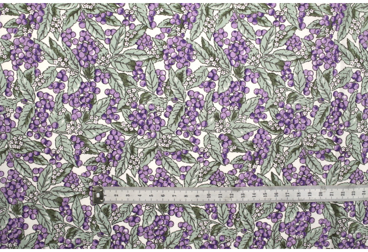 Tissu Popeline Coton Imprimé Grappy Violet -Au Mètre