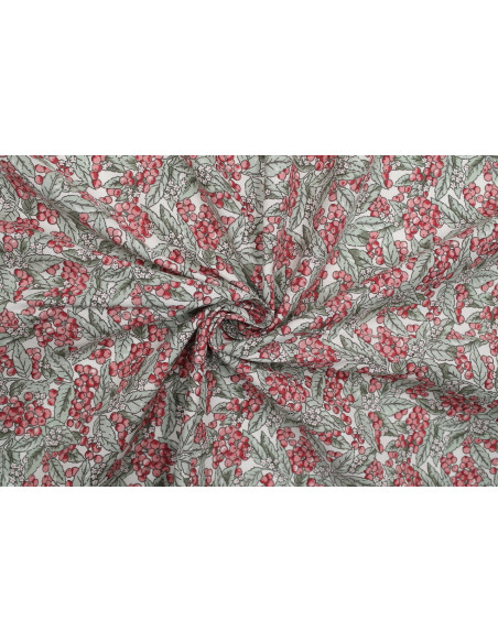 Tissu Popeline Coton Imprimé Grappy Rouge -Au Mètre