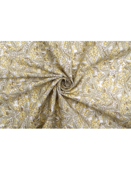 Tissu Popeline Coton Imprimé Grappy Jaune Paille -Au Mètre
