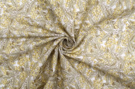 Tissu Popeline Coton Imprimé Grappy Jaune Paille -Au Mètre