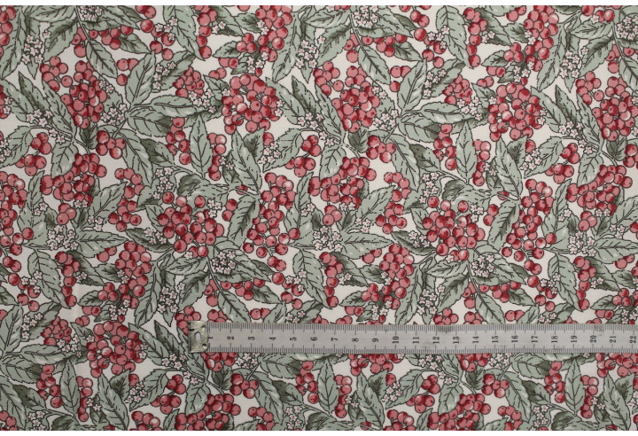 Tissu Popeline Coton Imprimé Grappy Rouge -Au Mètre