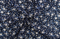 Tissu Popeline Coton Imprimé Fleur Pia Marine -Au Mètre