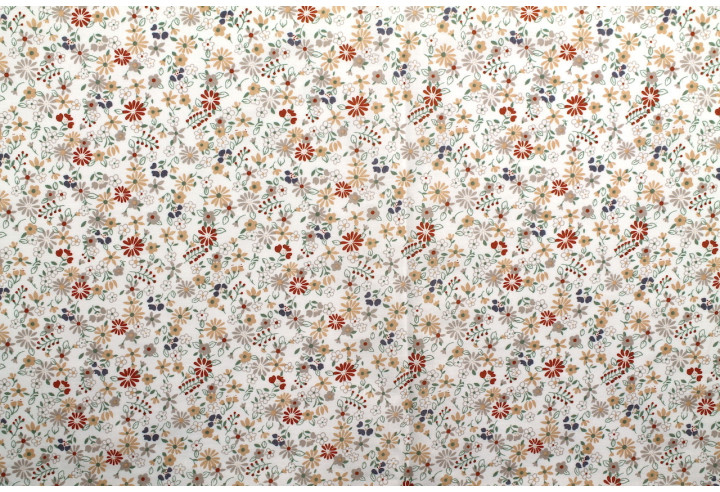 Tissu Popeline Coton Imprimé Fleur Tati Orange -Au Mètre