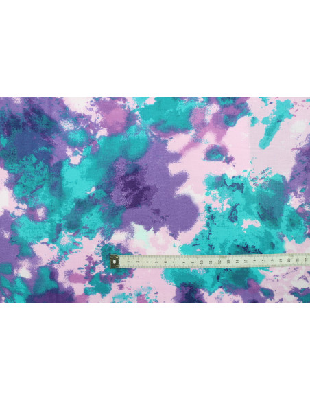 Tissu Popeline Coton Imprimé Paint Violet -Au Mètre
