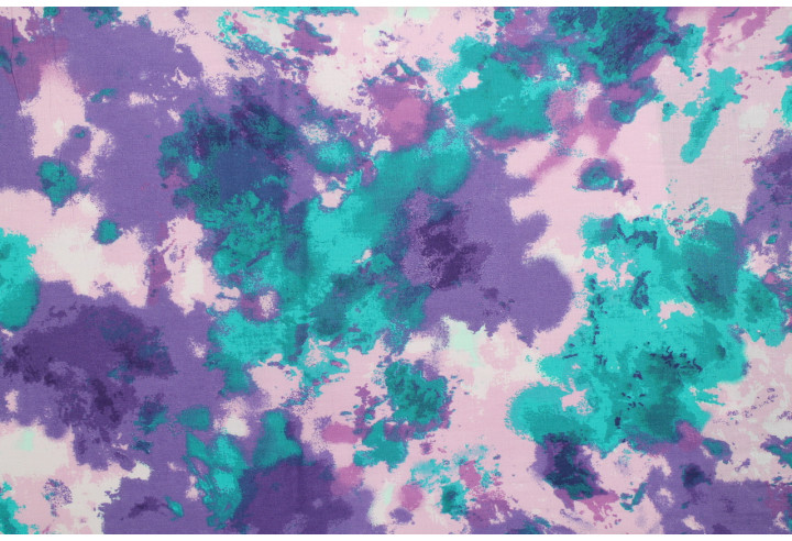 Tissu Popeline Coton Imprimé Paint Violet -Au Mètre