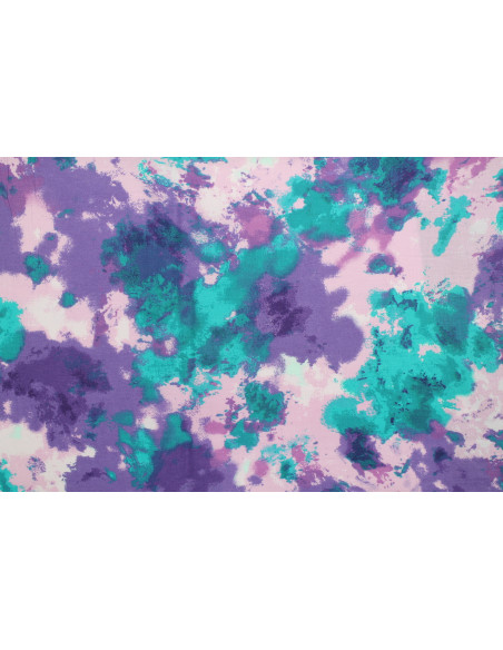 Tissu Popeline Coton Imprimé Paint Violet -Au Mètre
