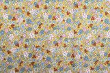 Tissu Popeline Coton Imprimé Nœud de Fleur Jaune -Au Mètre