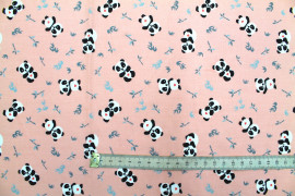 Tissu Cretonne Coton Imprimé Panda Rose -Au Mètre