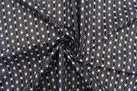 Tissu Cretonne Coton Imprimé Taki Noir -Au Mètre