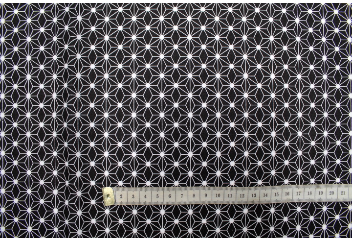 Tissu Cretonne Coton Imprimé Taki Noir -Au Mètre