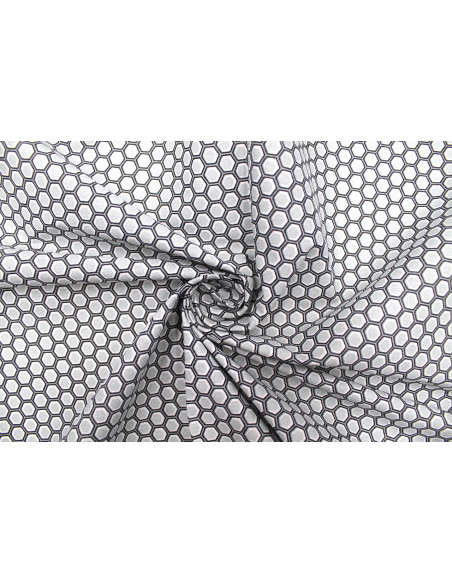 Tissu Cretonne Coton Imprimé Ruche Gris -Au Mètre