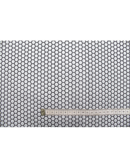 Tissu Cretonne Coton Imprimé Ruche Gris -Au Mètre