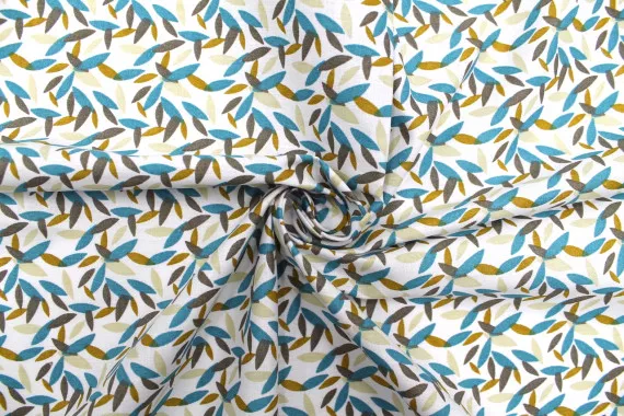 Tissu Cretonne Coton Imprimé Pastilles Turquoise -Au Mètre