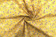 Tissu Cretonne Coton Imprimé Fleur Milla Moutarde -Au Mètre